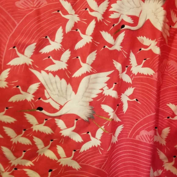 Japanese Hayashi Kimono white cranes on Pink - Picture 2 of 9